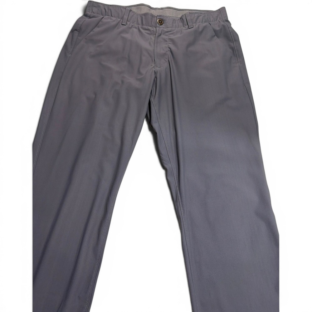 Under Armour Mens Match Play Golf Pants Gray 1306315 Flat Front 34 x 32
